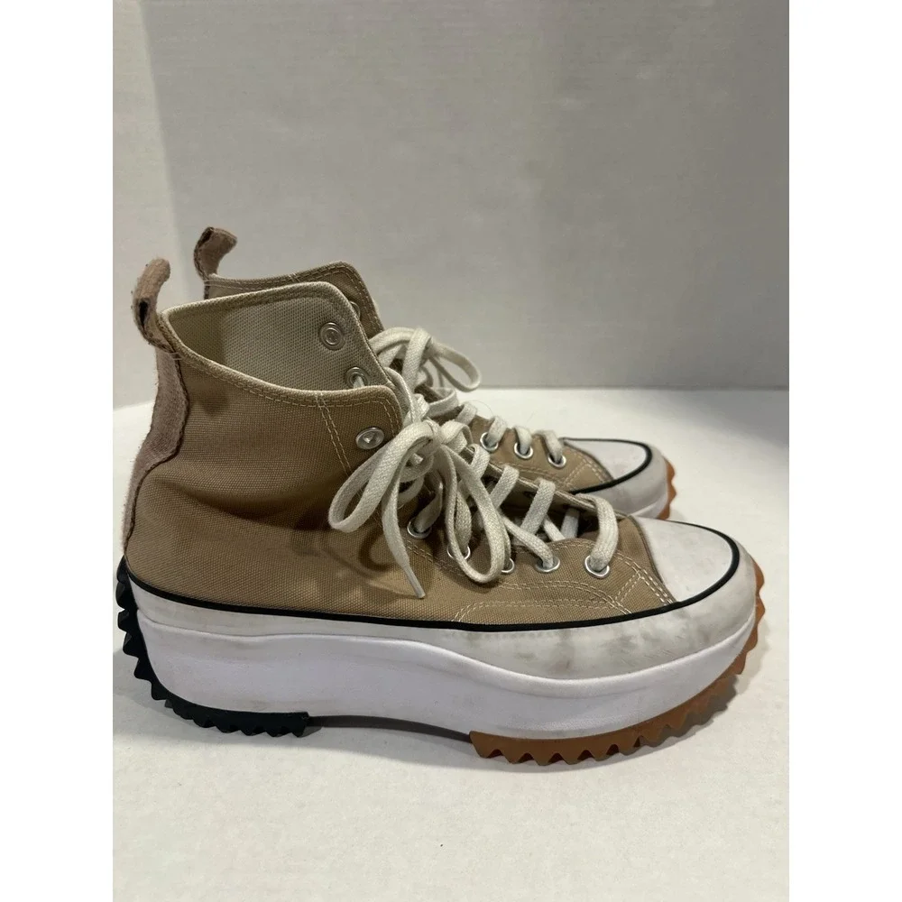Converse Run Star Hike High Tops Chuck Taylor All Star Platform Shoes Tan 7.5